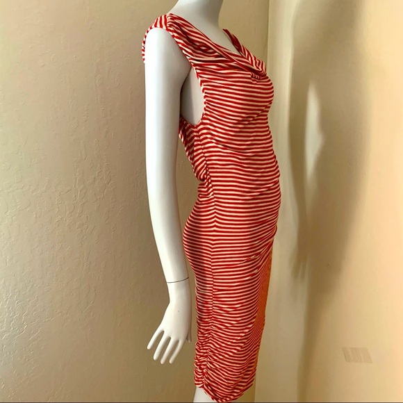 GUESS Red Striped Jersey Bodycon Dress Size Medium - Picture 9 of 15